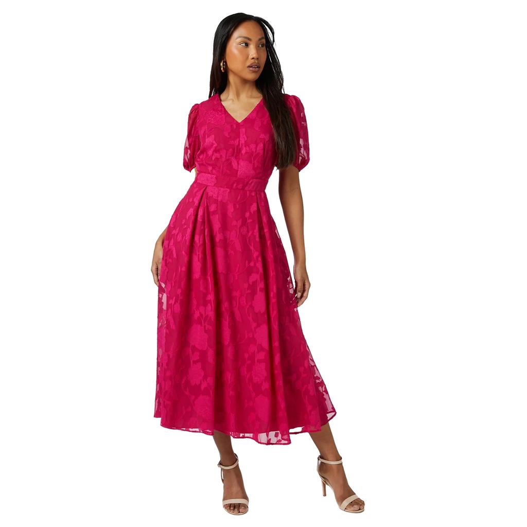 Principles Womens/Ladies Floral Jacquard Puff Sleeve Midi Dress