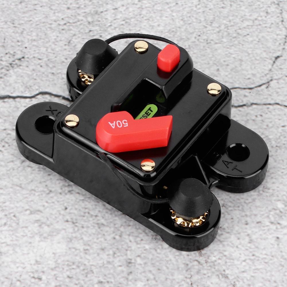 Car Audio Automatic Manual Reset Fuse Holder Circuit Breaker 12V 50A