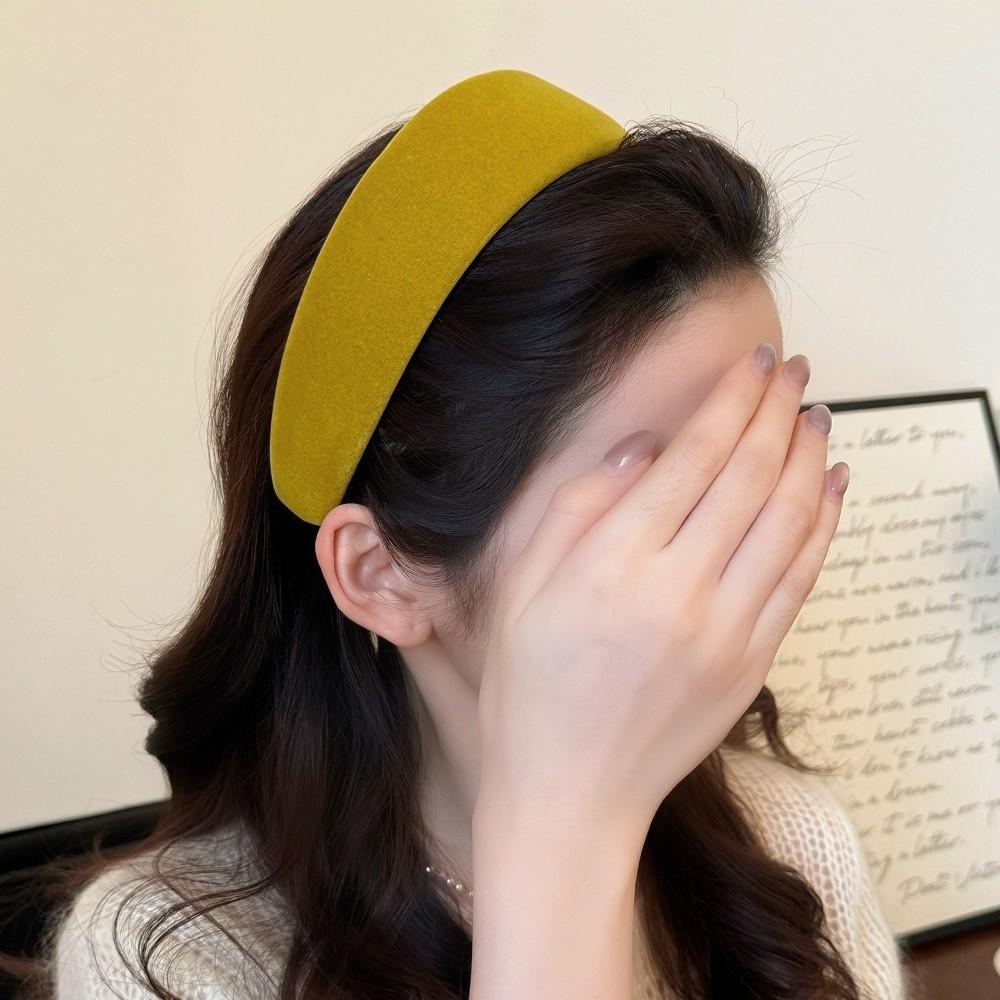 Retro Samt Breites Haarband Einfarbige Haarbänder Haarreif Schwamm Haaraccessoires Süßes Haarornament
