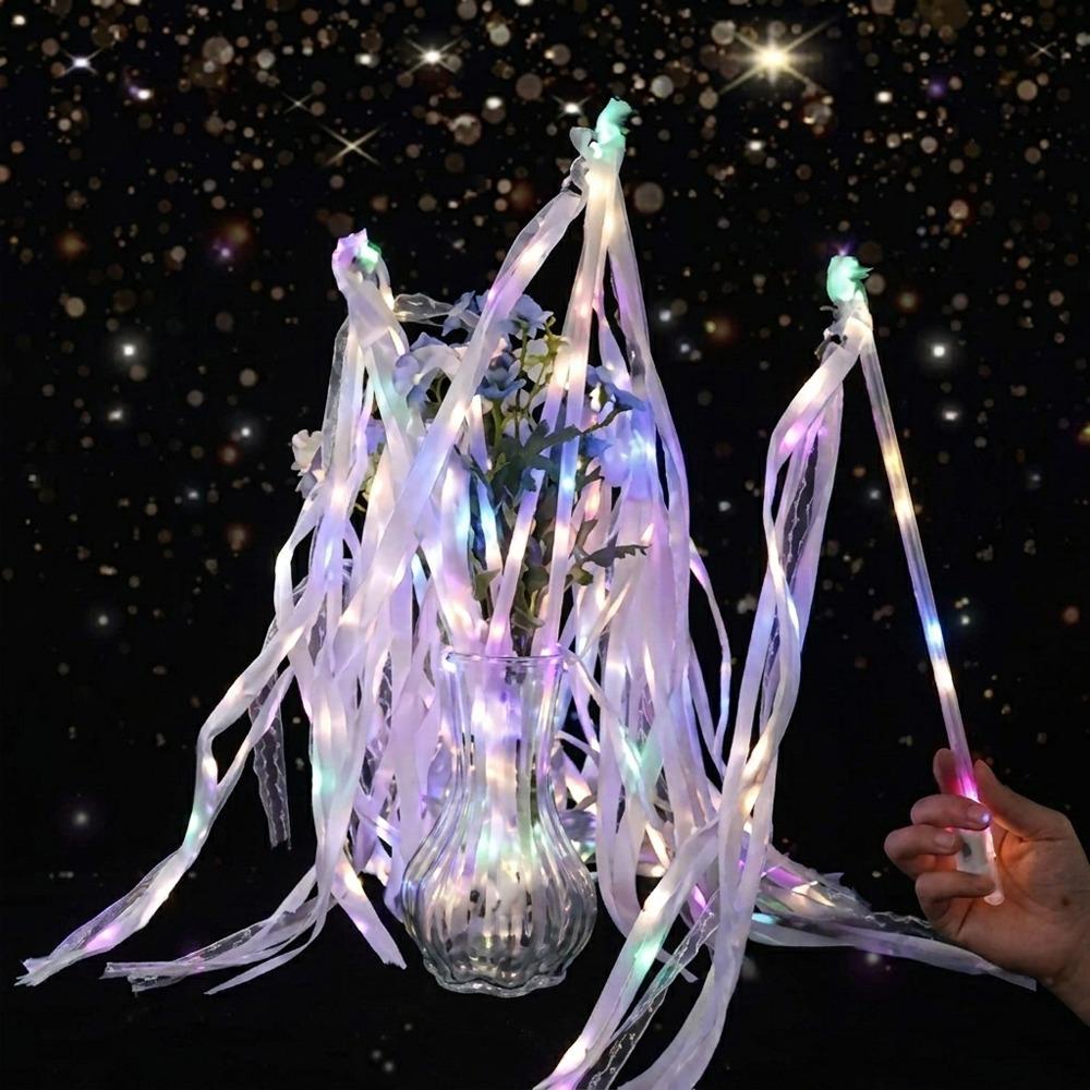 5PCS Glow Flash LED Light Up Fairy Sticks String Light Ribbon Hand Sticks Concert Raves