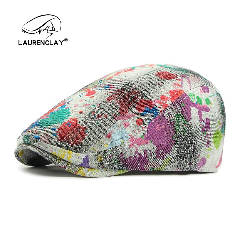 Retro Graffiti Barett Weibliche Persönlichkeit Batik Vorwärtskappe Positive und Negative Tragbare Kappe Männliche Lässige Vorwärtskappe Trend