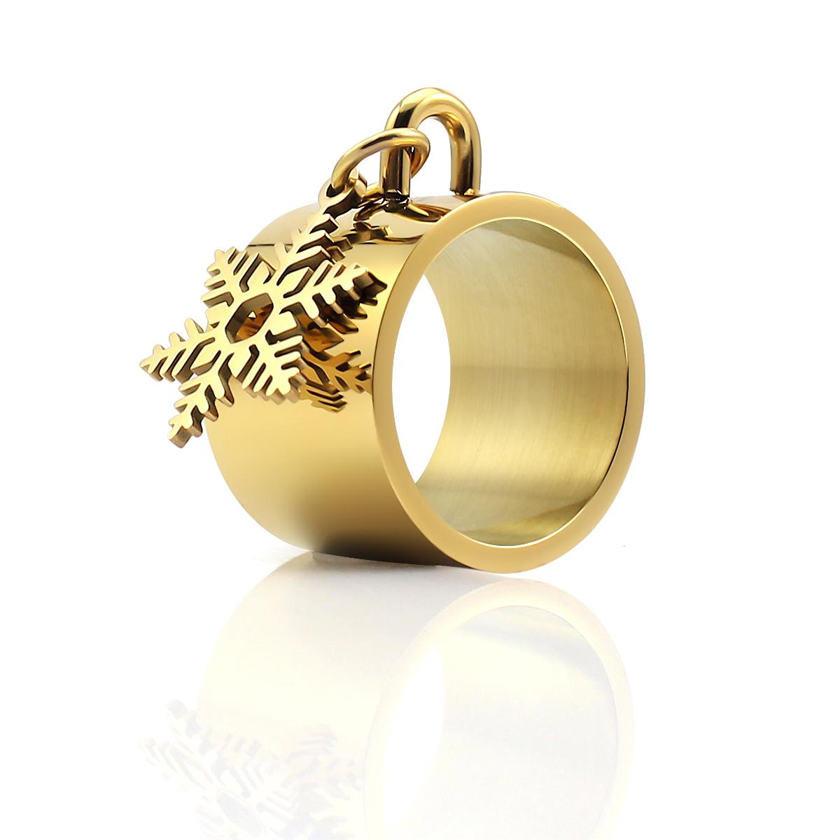 

Wholesale High-end Fashionable Retro Unique Stainless Steel Plated 18K Gold Snowflake Pearl Ring Jewelry for Women 9