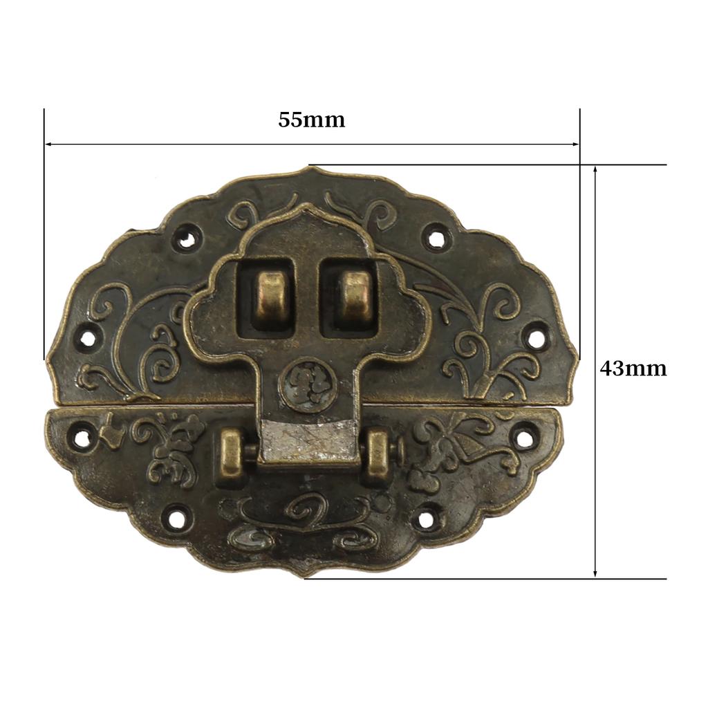 1PC Oval Box Latch Clasp Antique Decorative Hasp Latch with Screws for Jewelry Gift Wine Box Toolbox Suitcase Kitchen Furniture