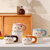 Cute Birthday Cat Candle Mug with Lid & Spoon - Heart Coffee Cup Gift