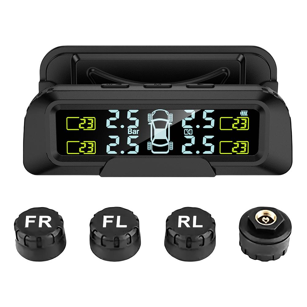 

Tire Pressure Monitoring System with 4 External Sensors Tire Pressure Monitor System Tyre Temperature Monitor for Car Sedan SUV Black