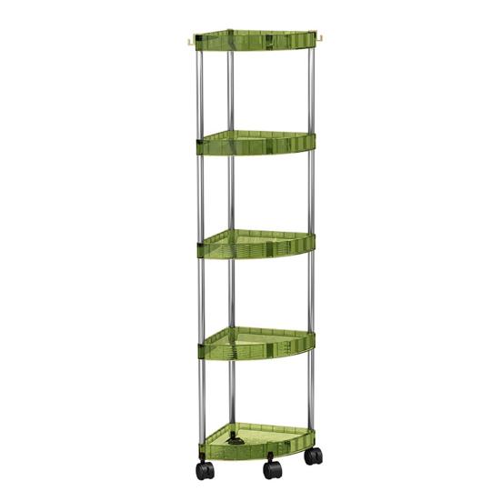 Corner Storage Rack with Wheels Large Capacity Multi-layer Strong Load-bearing Easy Assembly Vanity Tray Floor Storage Holder