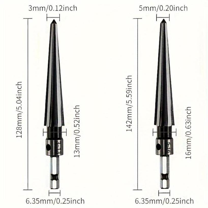 1 Set Hand Woodworking Taper Reamer, T-shaped Taper Reamer Drill Bit Hard Alloy Hole Expanding And Opening Dual-use Taper Reamer