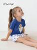 Malwee Girls' European & American Summer Two-Piece Set: Cute Round Neck Short Sleeve for Girls