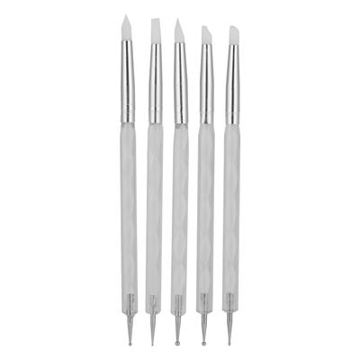 5pcs Nail Art Dotting Pen Dual Ended Nail Painting Pen DIY Carving Pen with Acrylic HandleWhite