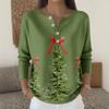 Women's Fashion Long Sleeve Christmas Snowflake Print Top Elegant Casual Top