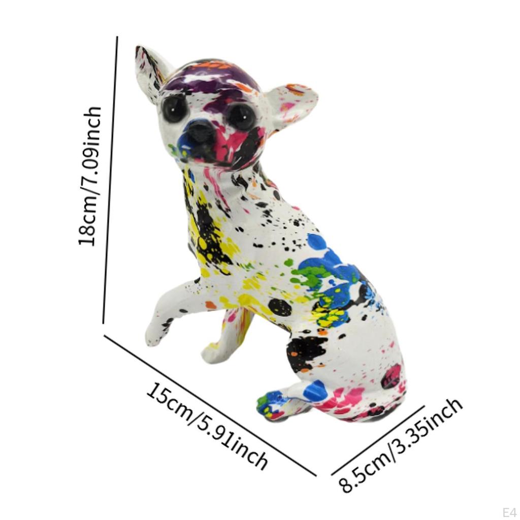 Animal Figurine Chihuahua Pup Ornament Decor Souvenirs Gifts Desktop Graffiti Dog Sculpture