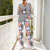 Women's Halloween Print Pajama Set, V-Neck Long Sleeve Hooded Loose Fit Sleepwear with Pockets