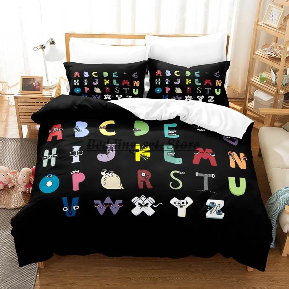 2023 Alphabet Lore Bettwäsche-Set Einzelbett Twin Full Queen King Size Bettwäsche-Set für Erwachsene Kinder Schlafzimmer Bettbezug-Sets Anime Bettwäsche-Set