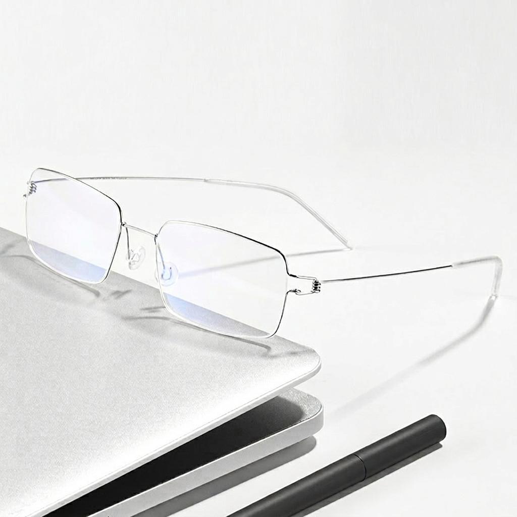Ultra Light Pure Titanium Rectangle Reading Glasses Screwless Anti Blue Light Glasses for Men Women Business Daily Use Eyewear