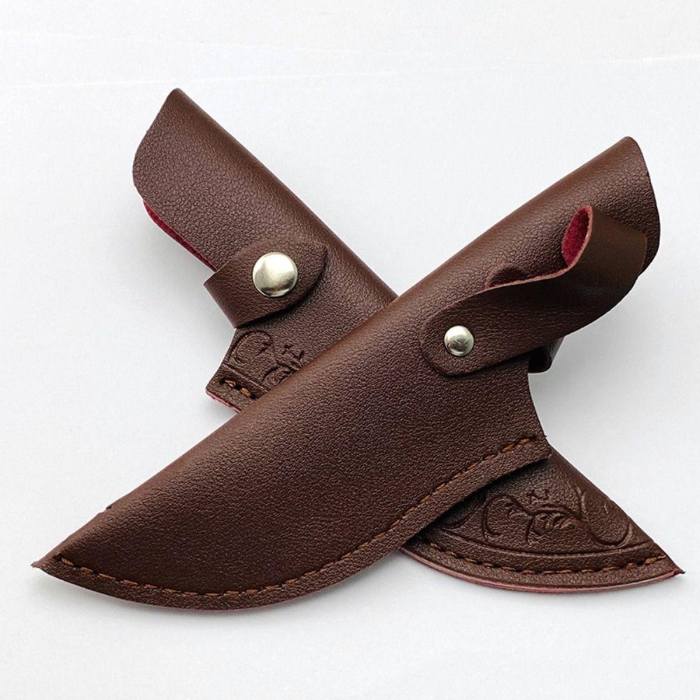 Multi-function Leather Sheath Brown Straight Knife Cover Waist Belt Buckle  Outdoor Tool