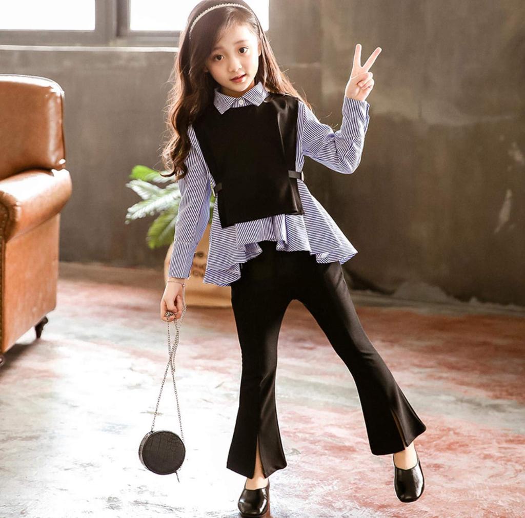 VIISEN Niedlich Langärmlig und Perfekt für Junior und Casual Perfekt für Schuleintritt und Alltag Geeignet für und Größen Größe Mädchen 3-teiliges Set