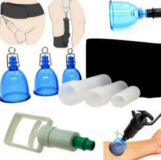 Men's Vacuum Stretching Device with Cupping Accessories and Hanging Belt