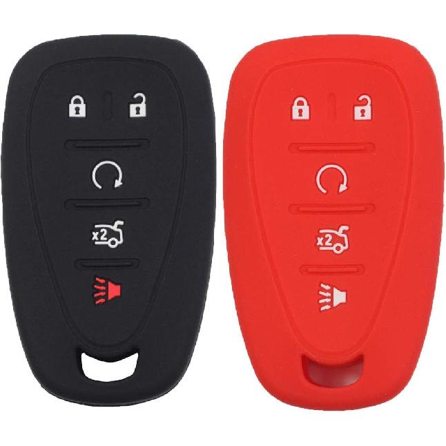 2Pcs Rubber Silicone Key Fob Cover Case Skin Remote Shell Holder Compatible with Chevrolet Chevy Camaro Cruze Malibu Traverse Blazer Trailblazer