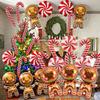 11pcs/set 32 Inch Gingerbread Foil Balloons - Red Candy Cane Balloon for Christmas Decorations New Year Birthday Party Supply