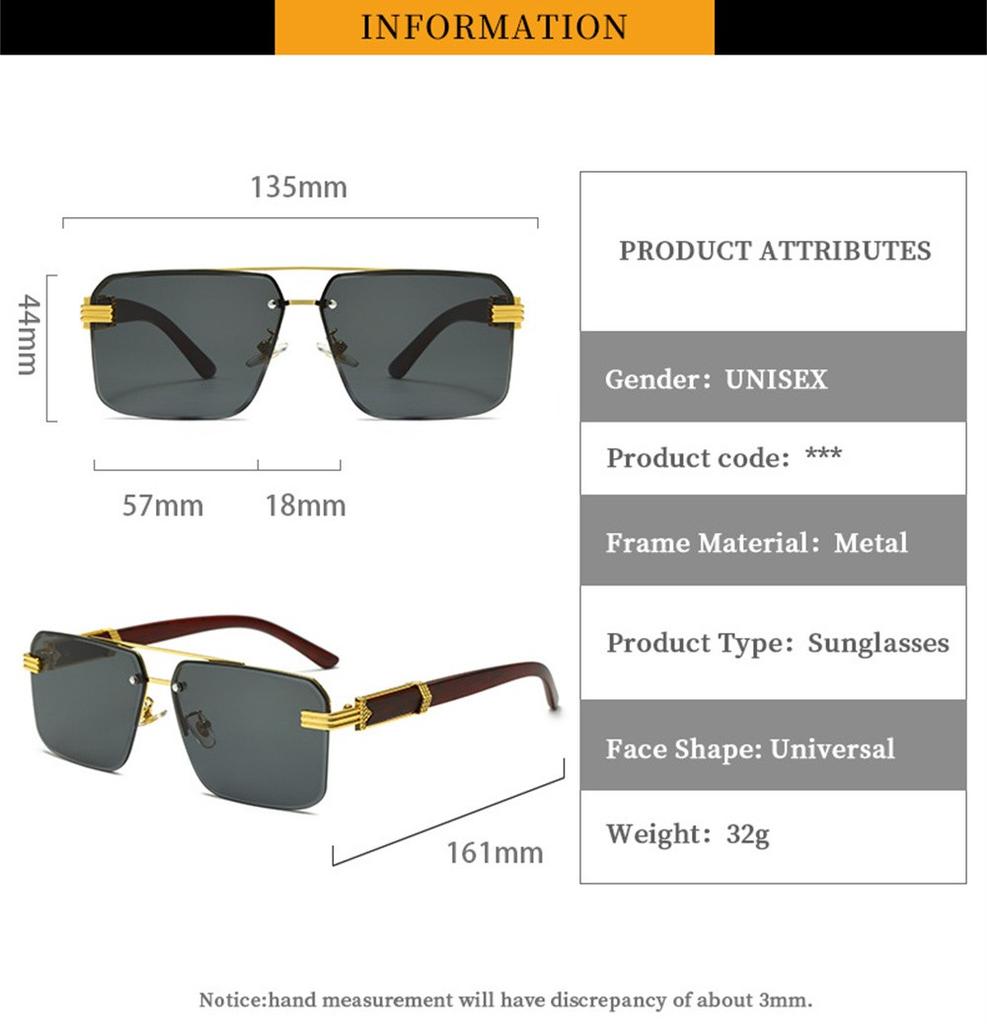 Rimless Sunglasses Rectangle Fashion Popular Women Men Shades Small Square Sun Glasses For Female male Summer Traveling Oculos