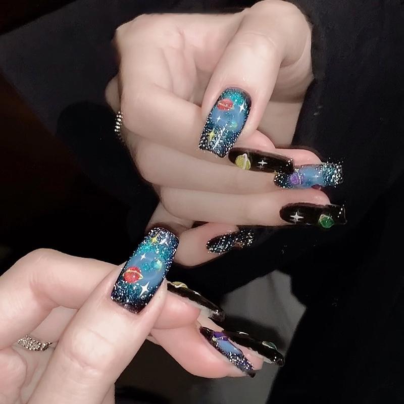 3D Colored Planet Nail Art Sticker Cosmic Starlight Styles Nail Decal Self-Adhesive Slider For Diy Nails Design Decoration