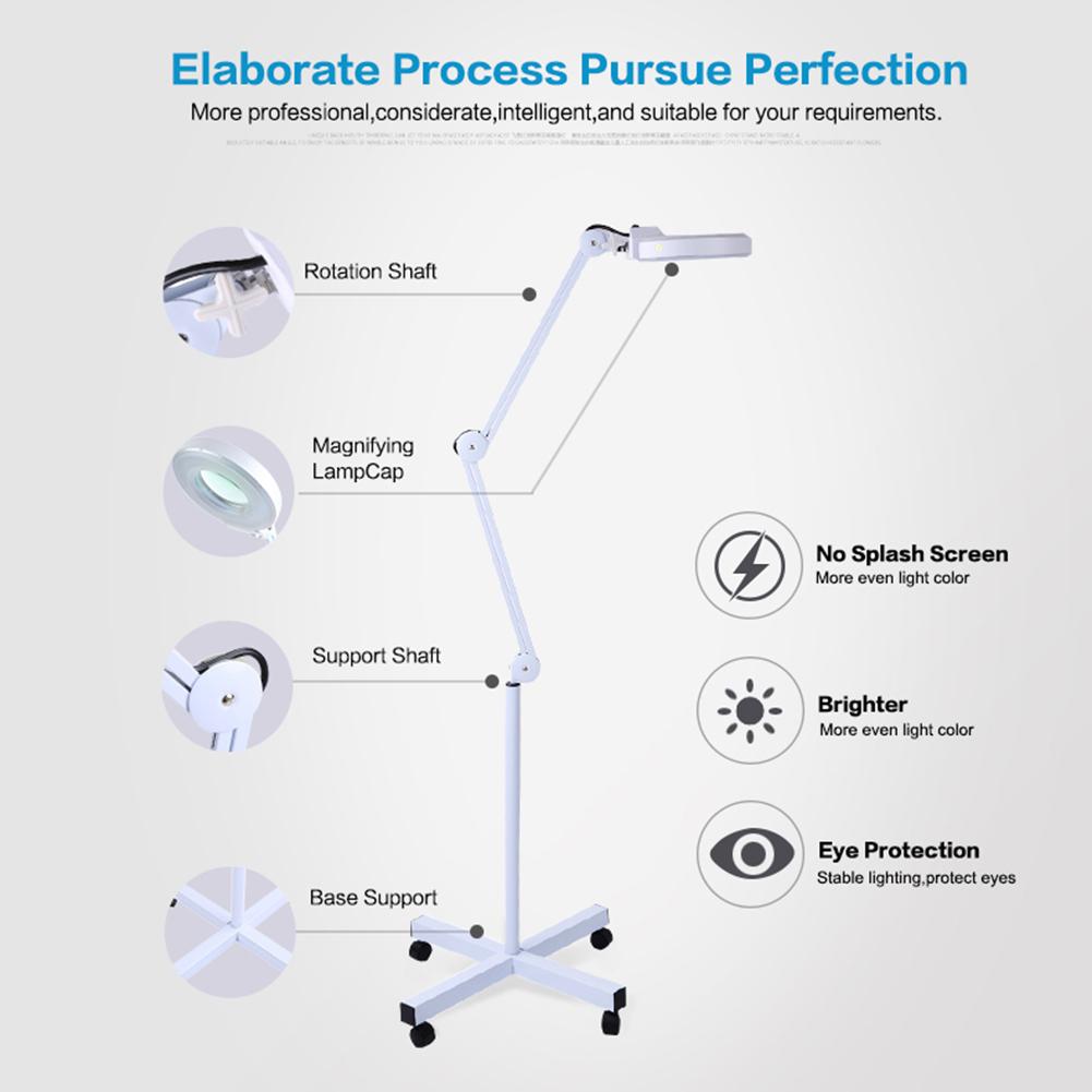 Stand Beauty Cosmetic Makeup Tattoo Manicure 5xMagnifying Lighted Magnifier Light Floor Lamp