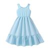 Sommerkleid für ältere Mädchen Neues lässiges ärmelloses Patchwork-Kleid im europäischen und amerikanischen Stil