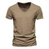 Summer Men's Solid Bamboo Cotton V-Neck T-Shirt - Hot Selling European & American Style