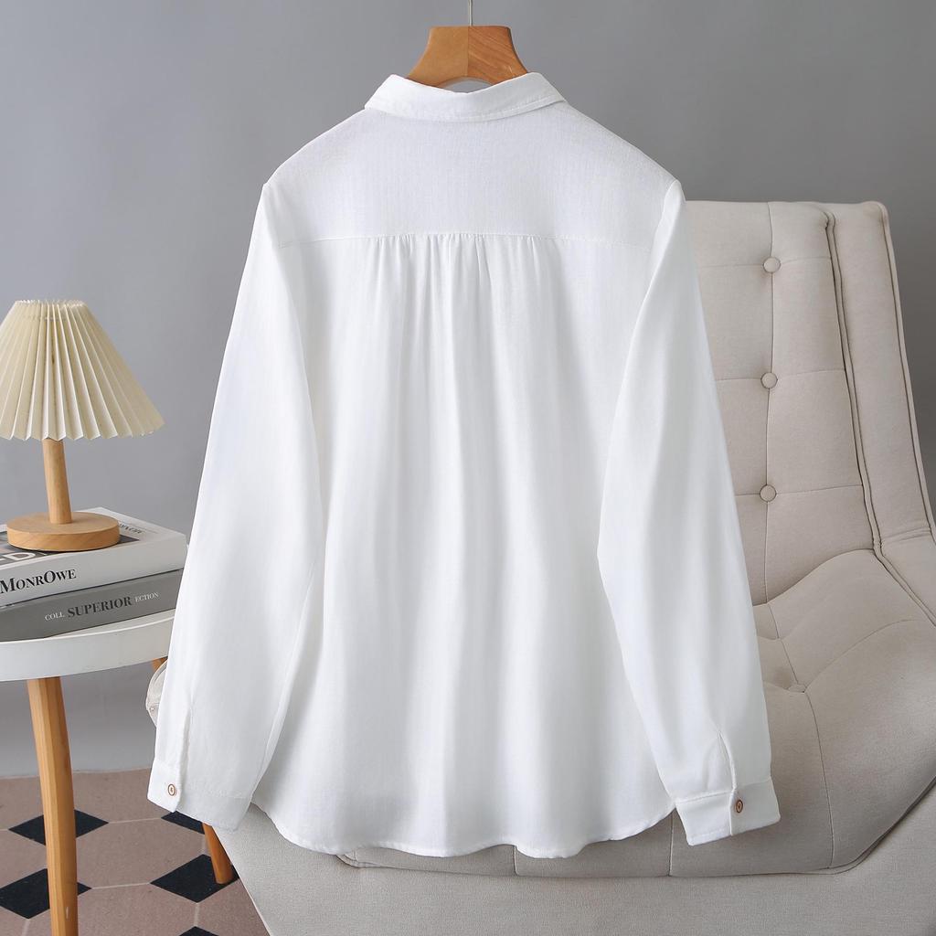 2026 Spring Plus Size Women's Long Sleeve Embroidered Cotton Cardigan Shirt for Curvy Women