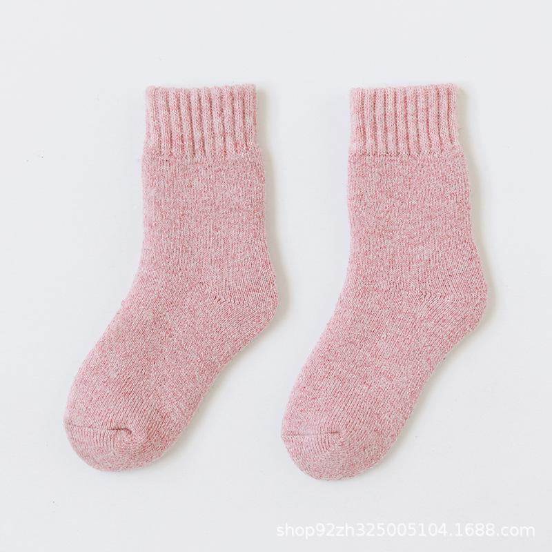 

Детские толстые шерстяные носки с бархатом для мальчиков и девочек - теплая осенне-зимняя одежда Size L 4-7 years old розовый