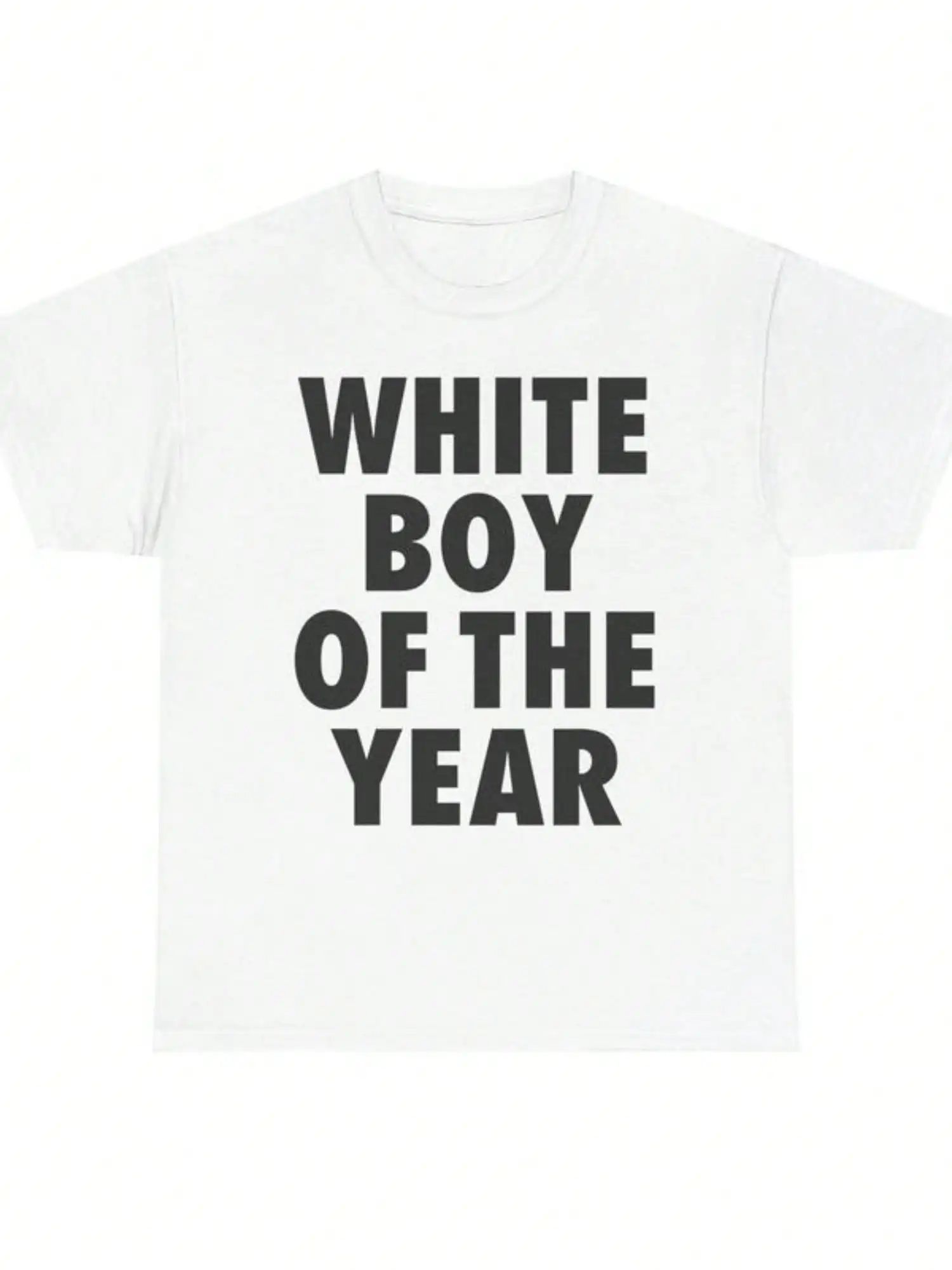 

БЕЛЫЙ ПАРЕНЬ ГОДА Футболки Хлопок Принт Футболка с коротким рукавом Ретро Повседневная Уличная одежда Винтажная Футболка Модная Свободная Майка Унисекс 4XL