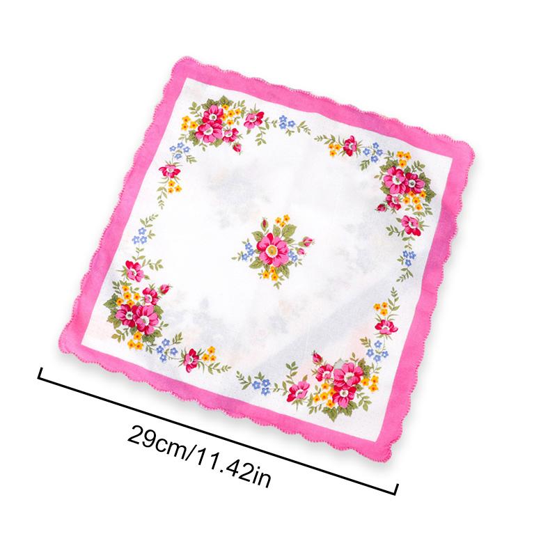6Pcs/Pack Floral Women Handkerchiefs Cotton Flower Random Color Women Hand Towel 29*29cm