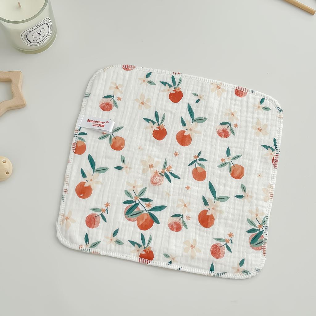 Six-Layer Saliva Towel, Water-Absorbing Soft Square Towel, Children'S Zou Cloth Small Towel, Pleated Printed Handkerchief, Gauze, Hand Towel