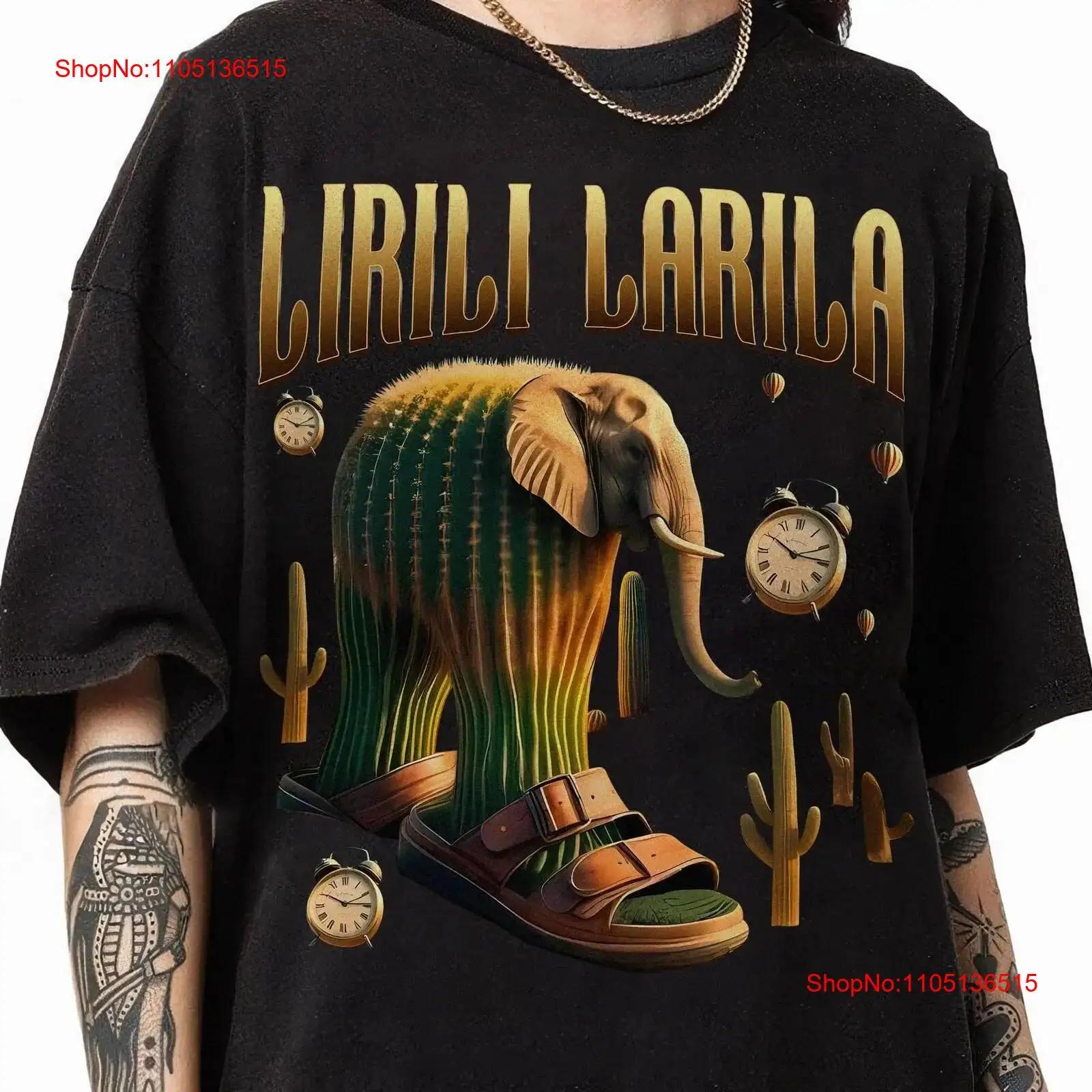 Lirili Larila Funny T Shirt Italian Brainrot Meme Cactus El vintage Washed fashion graphic Versatile Comfortable Breathable S разноцветный