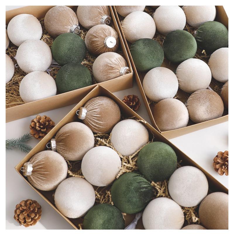 8cm Stoffbezogene Weihnachtskugeln Baumschmuck für Feiertagsdeko Heimparty Geschenk Dekorationen