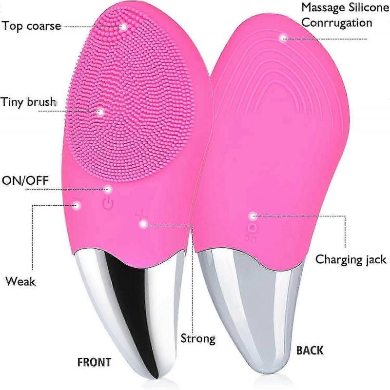Sonic Facial Cleansing Brush Electric, Waterproof Silicone Face Massager Brush Rechargeable Mini Skin Facial Cleansing Brush(Rose)