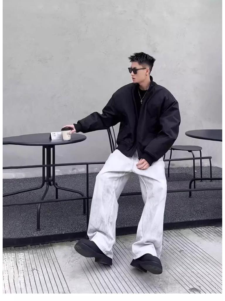 Guochao Unisex Boxy Silhouette Winter Flight Jacket - Padded Cotton, Thick, Trendy, and Loose Fit.