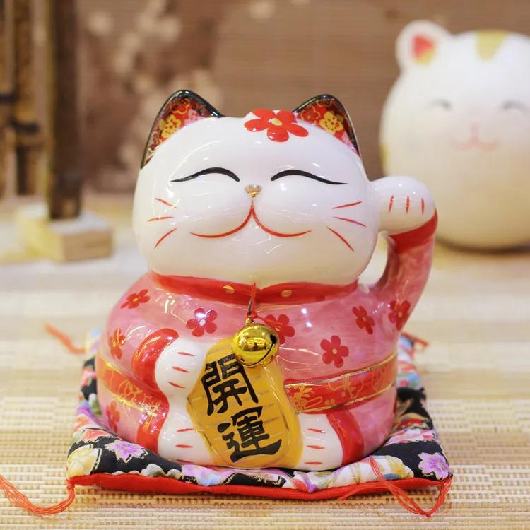 

Zhaocai cat 6 inch ceramic crafts couple cat piggy bank decoration pieces opening gifts rich cat home decoration crafts 12 X10 X12CM