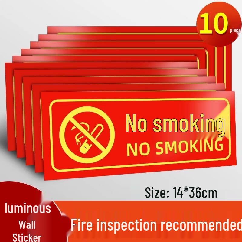 Luminous No Smoking Wall Stickers (10-Pack)
