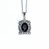 Fashion Retro Metal Geometry Glass Court Relief Rose Flower Heart Pendant Necklace for Women Punk Charm Jewelry Accessory Gifts