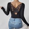 Spring and Summer Bottoming Shirt with Hollow Back Butterfly Long-sleeved T-shirt Slimming Top for Women
