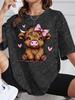 Cute Highland Cattle Printed Women's Round Neck T-Shirt Top Fashion Summer Street Y2K Short Sleeved Casual Shirt Women Clothing
