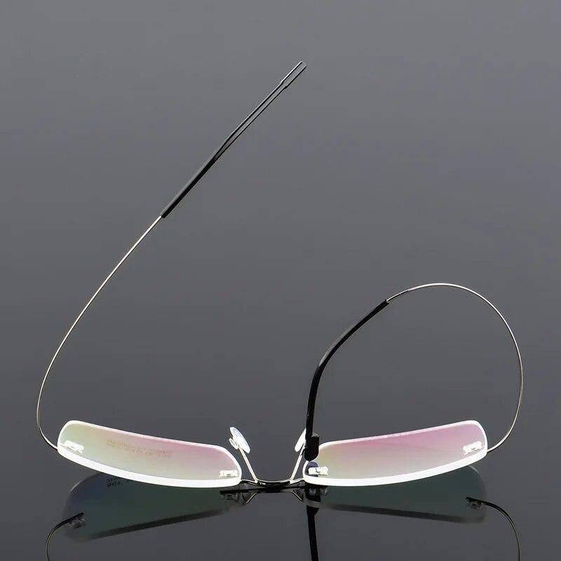 Myopia Glasses with Green Coating for Men and Women, Ultralight Frame, No Artificial Rimless