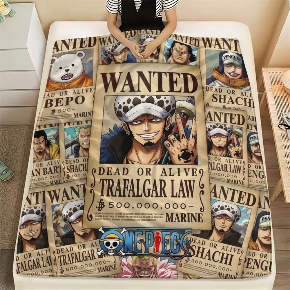 One Piece Poster Flannel Blanket Fashionable Print Ideal For Bedroom Sofa Bed Chair Picnic Travel -HE57