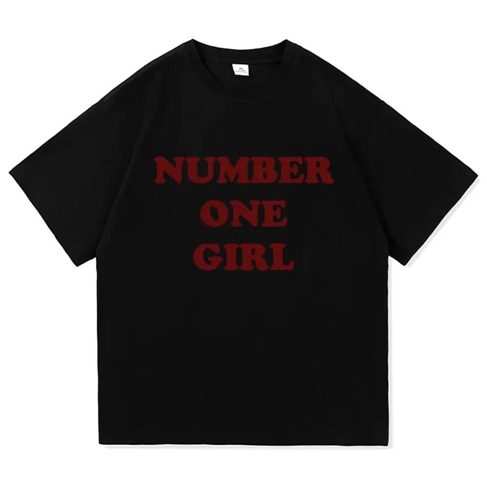 Korean Pop Girl Group Member Rosé T Shirt New Album Number One Girl Same Fashion Top Y2k Harajuku Womens Crew Neck Short Tops