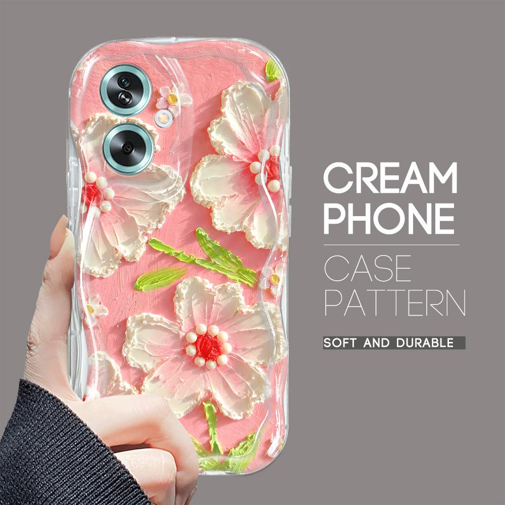 

Милый мультяшный узор, кремовая текстура, мягкий силиконовый чехол с волнистыми краями, чехол для телефона для OPPO Reno Realme OPPO A12S прозрачный