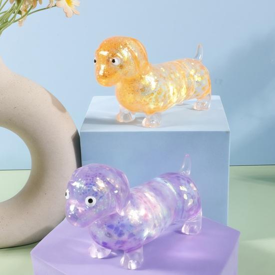 2/3 Stück Glitzer Dackel Stressball Klar Dackel Welpe Stressabbau Quetschspielzeug Angstlösend Langsam Aufgehend Tierisches Sensorikspielzeug