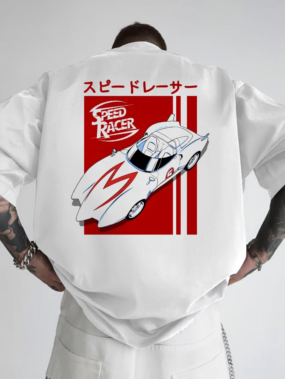 Vintage Cartoon Character Speed Racing Graphic Tshirt SPEED RACER Mach 5 Speed Racer Animation Summer Back Print Trendy Fashion 4XL