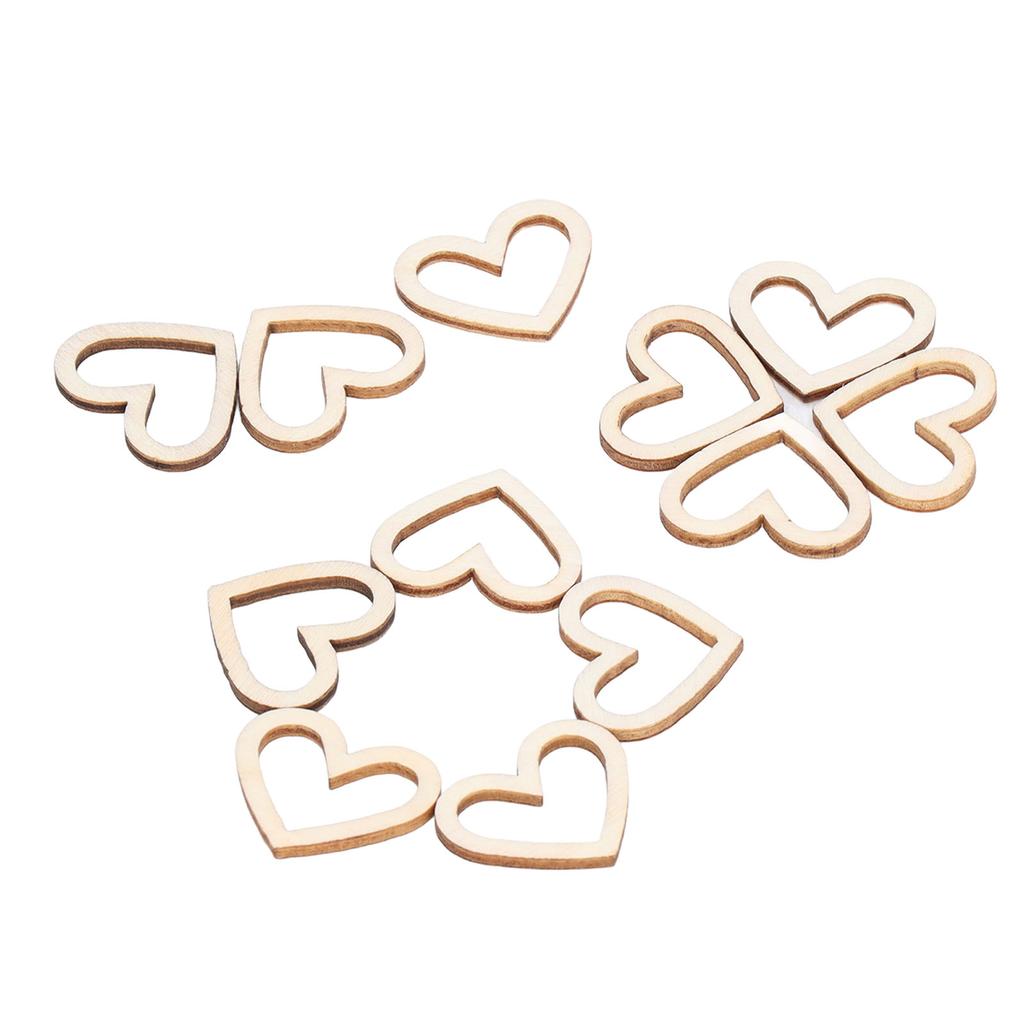 200pcs Heart Embellishments Delicate Hollow Heart Shape Wooden Ornament For Scrapbook Listing DIY Hand Made Crafts