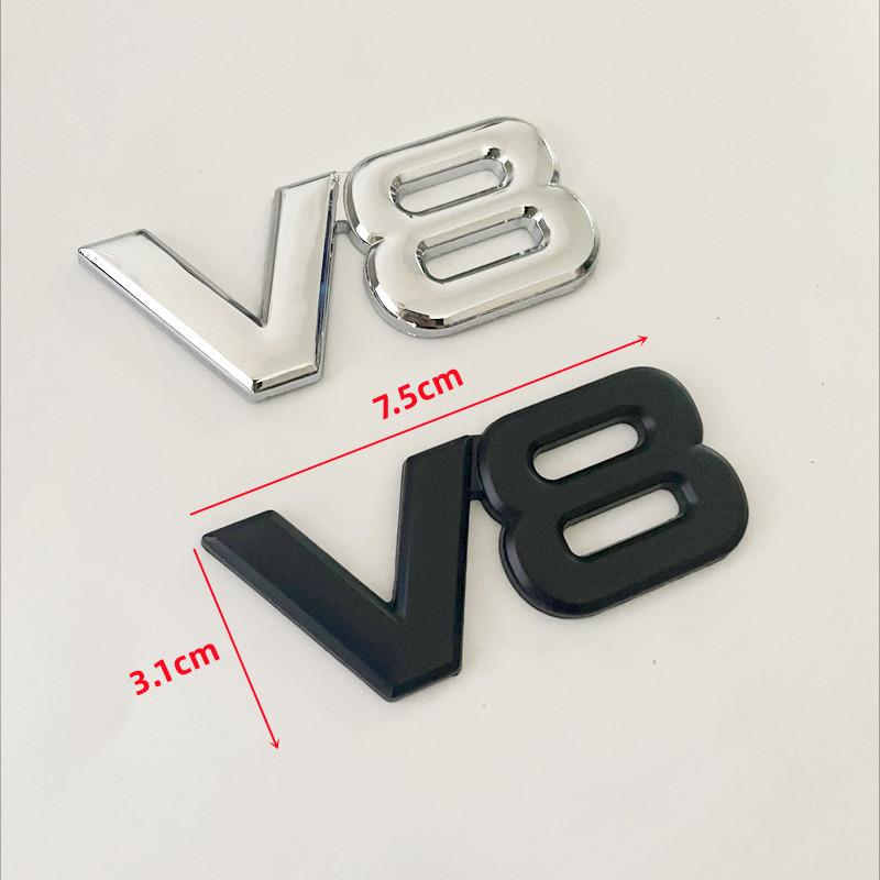 3D Metal V8 Logo Auto Engine Displacement Rear Trunk Emblem Side Fender Wing Car Sticker Badge Decal For Toyota Volkswagen